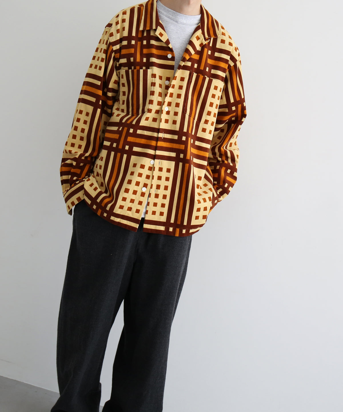 COTTON PAN ハンター l/s コーデュロイシャツ beach型 "BLUE"