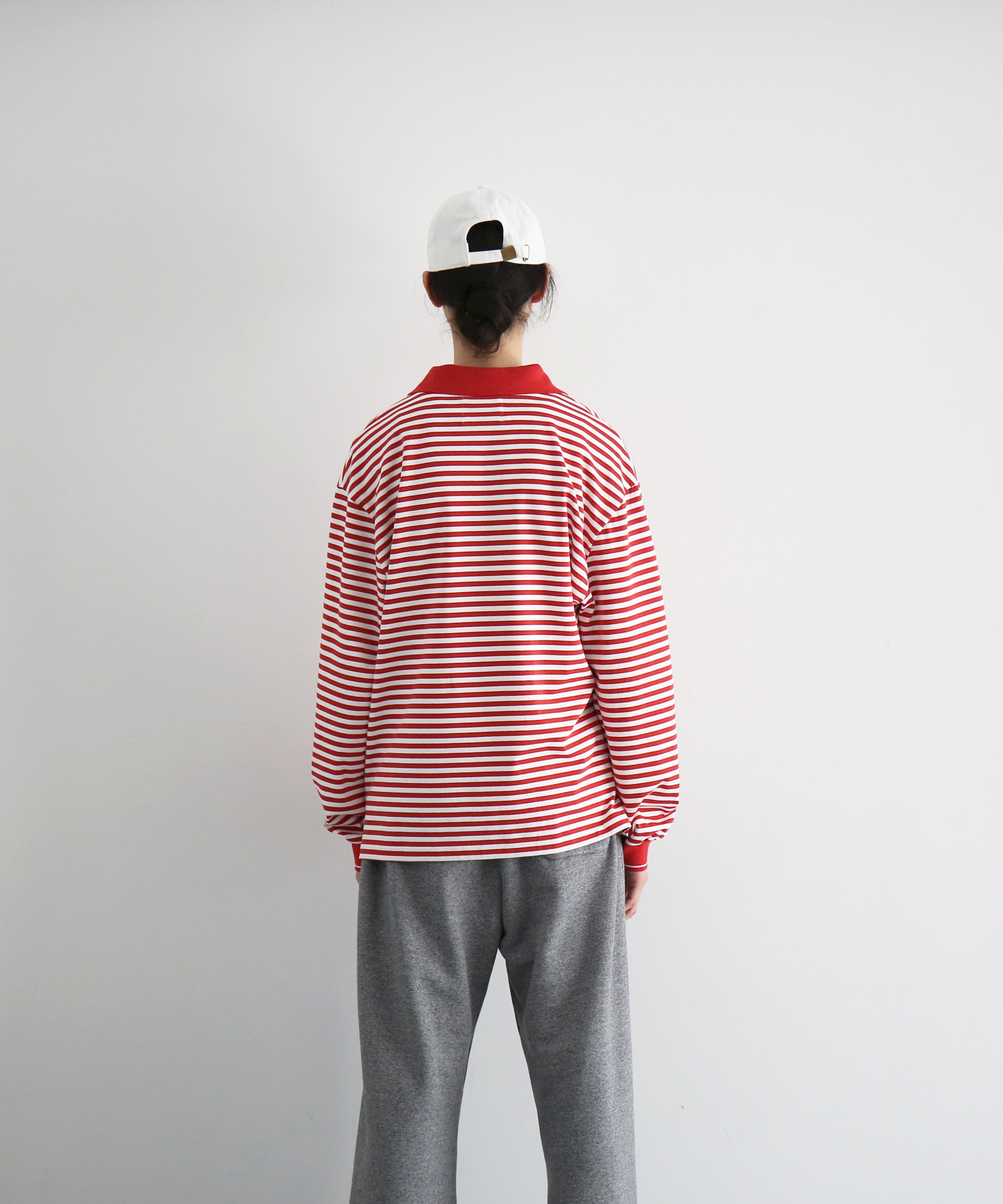 KAIKO Long sleeve border polo shirt "RED"
