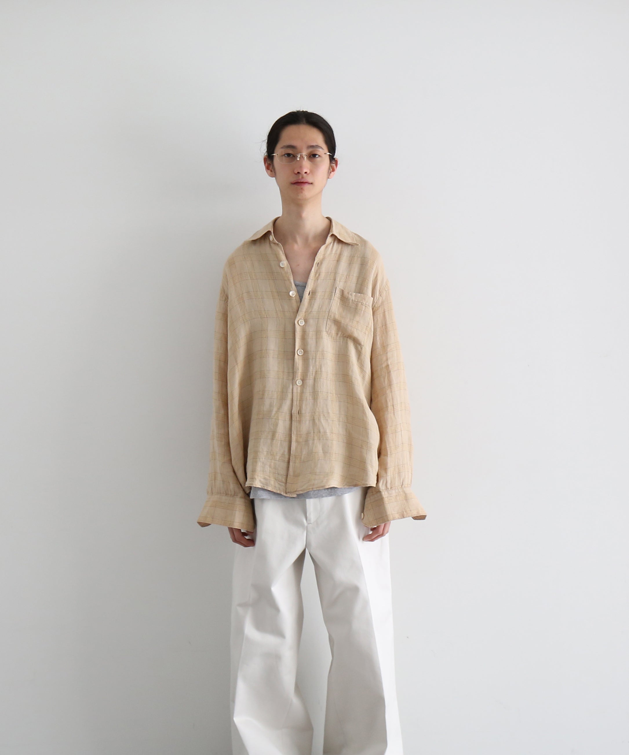 OUR LEGACY Above shirt "VACAY CHECK GAUZE LINEN"