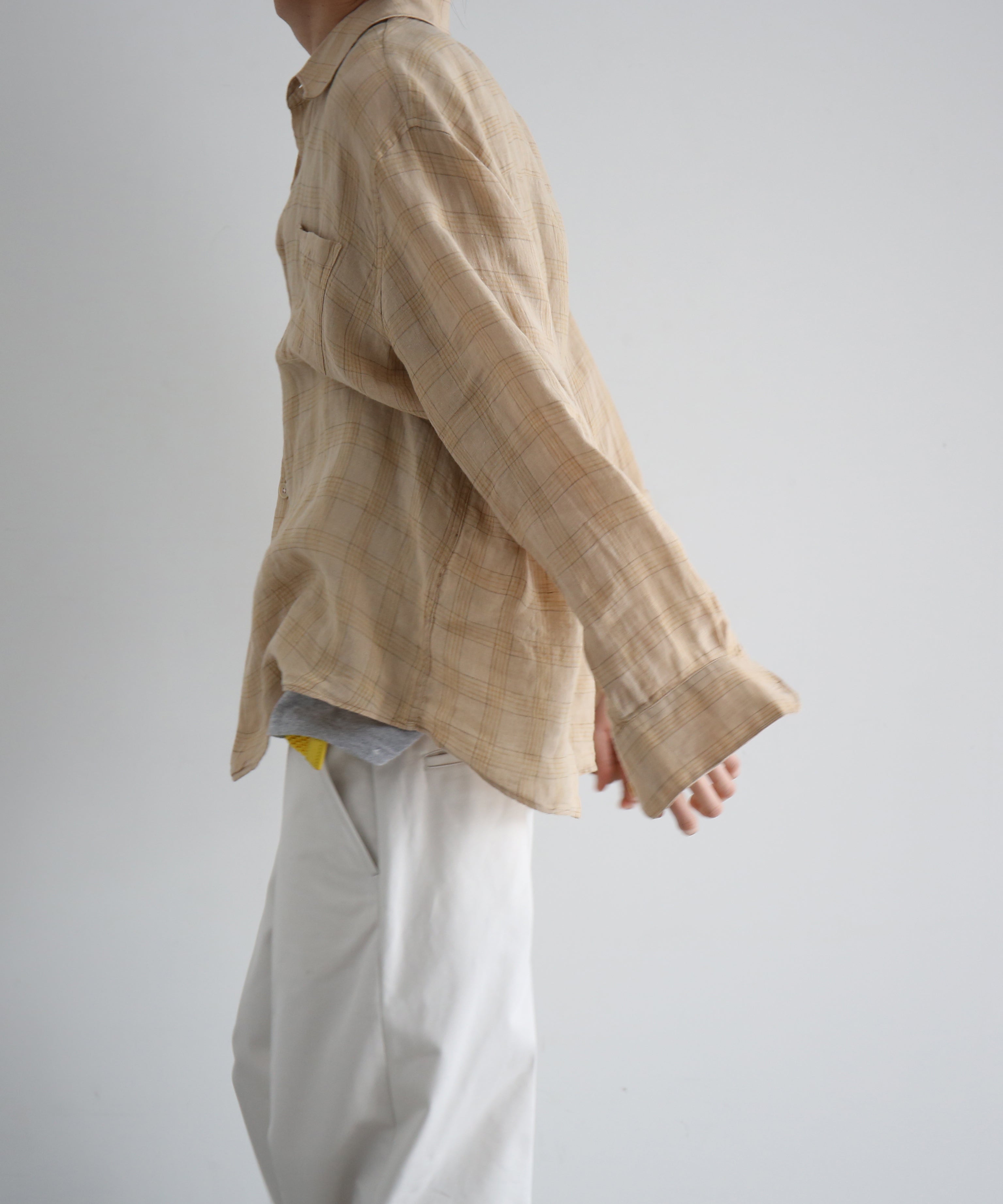 OUR LEGACY Above shirt "VACAY CHECK GAUZE LINEN"