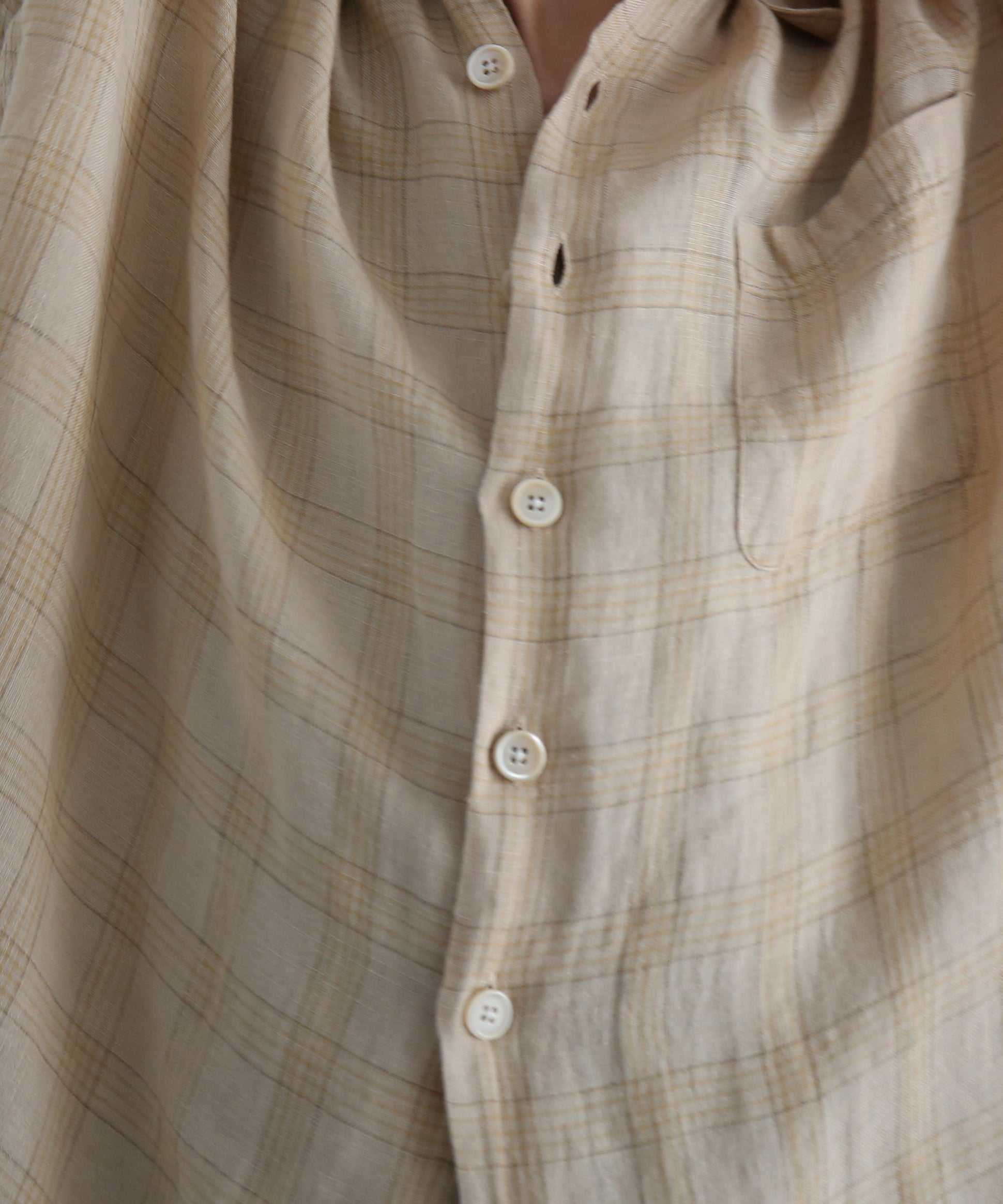 OUR LEGACY Above shirt "VACAY CHECK GAUZE LINEN"