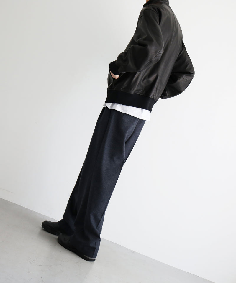 URU Wool saxony - 2 tuck pants "L.BROWN"