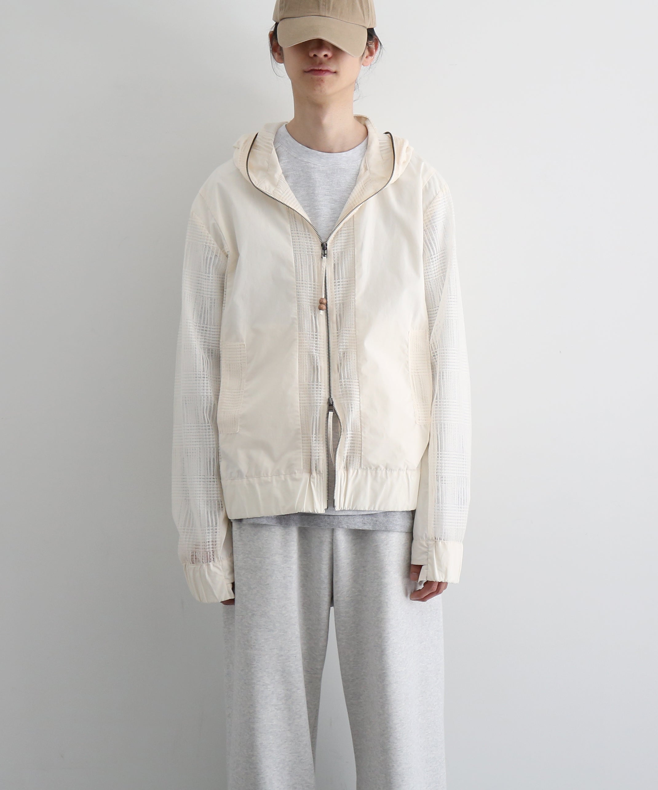 JIAN YE Lace monster hood "ECRU"