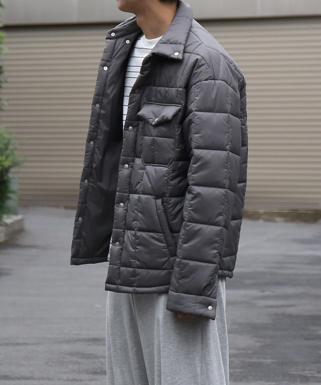 UNUSED Us 2570 padding quilted shirt "GRAY"