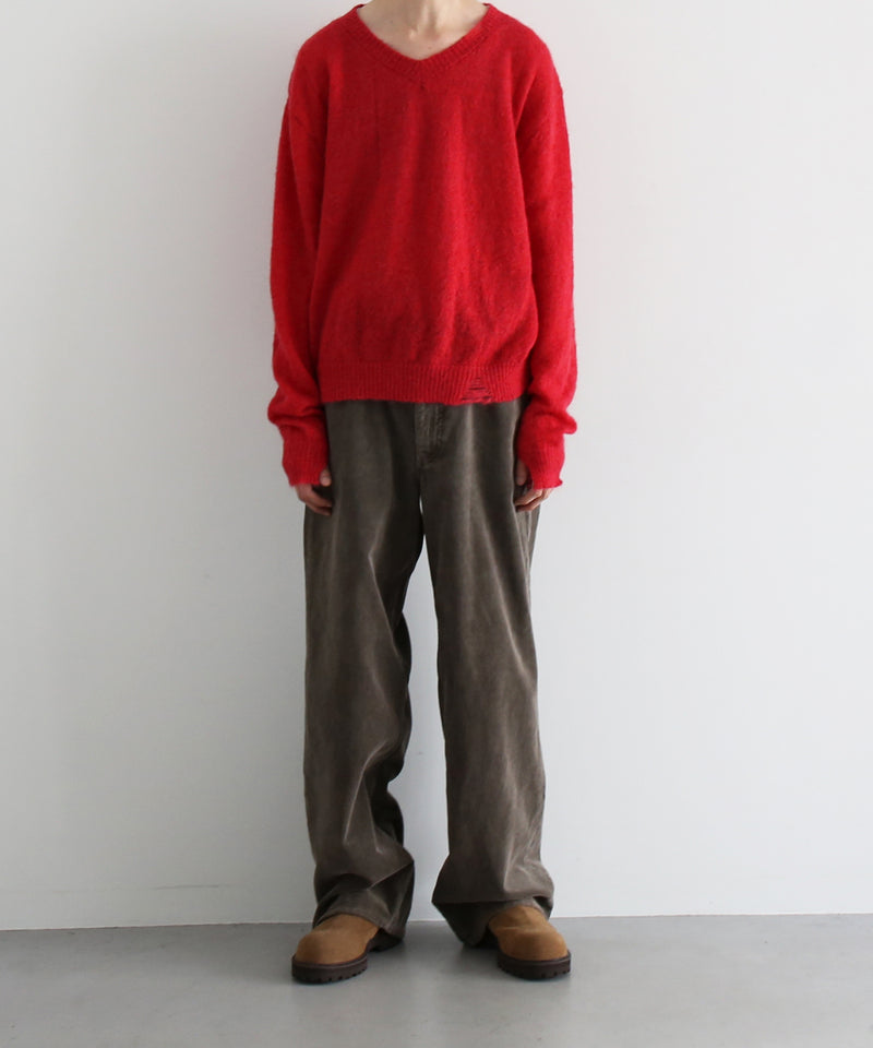 【Pre order】NEONSIGN Destroy knit -type : v "BLENDED RED"