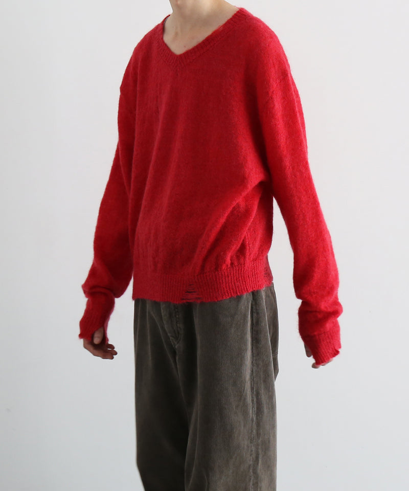 【Pre order】NEONSIGN Destroy knit -type : v "BLACK"