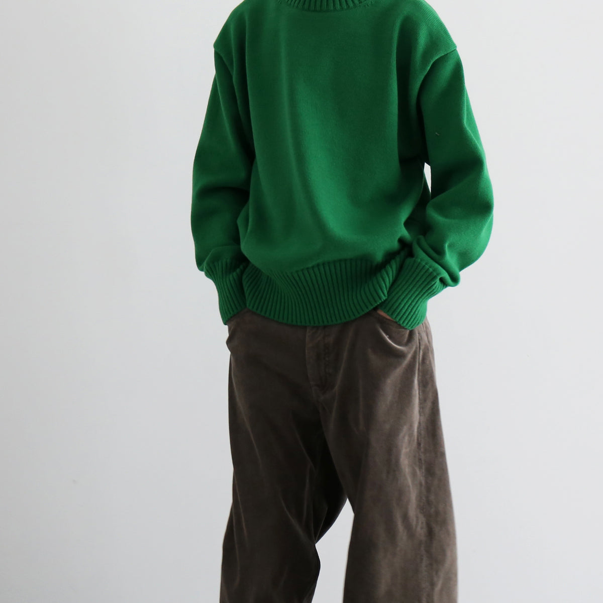AURALEE【オーラリー】Super fine wool knit mock neck p/o “GREEN”｜O