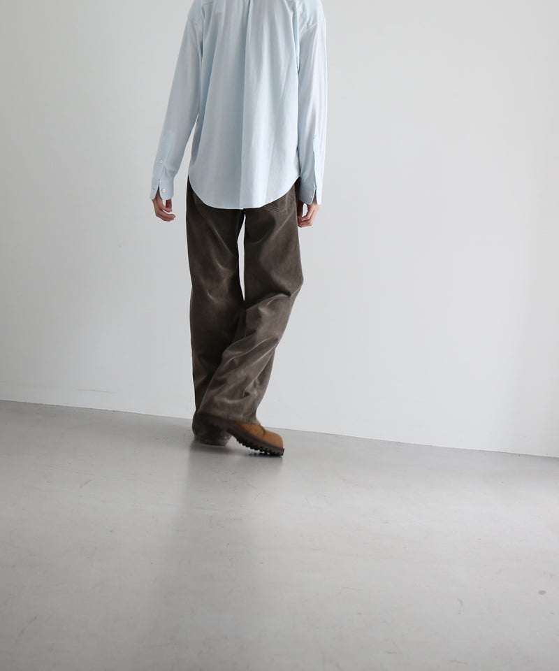AURALEE Garment-dyed finx corduroy 5p wide pants “OLIVE BROWN”