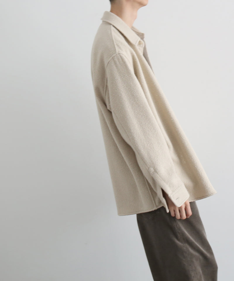 AURALEE Homespun tweed shirt blouson “IVORY BEIGE”