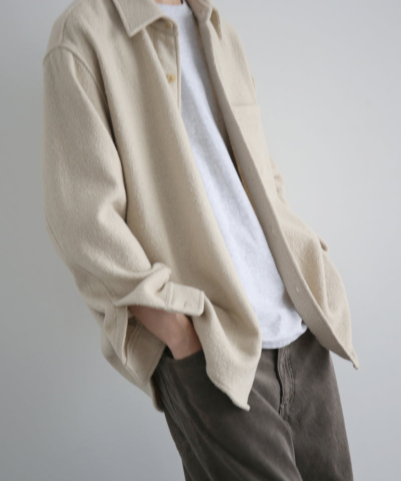 AURALEE Homespun tweed shirt blouson “MIX BROWN”
