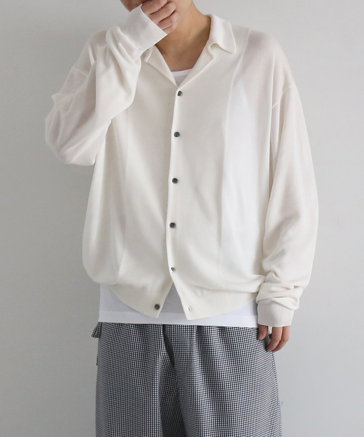 crepuscule Open collar knit shirt ホワイト crepuscule【クレプスキュール】【EXCLUSIVE】Open collar knit shirt