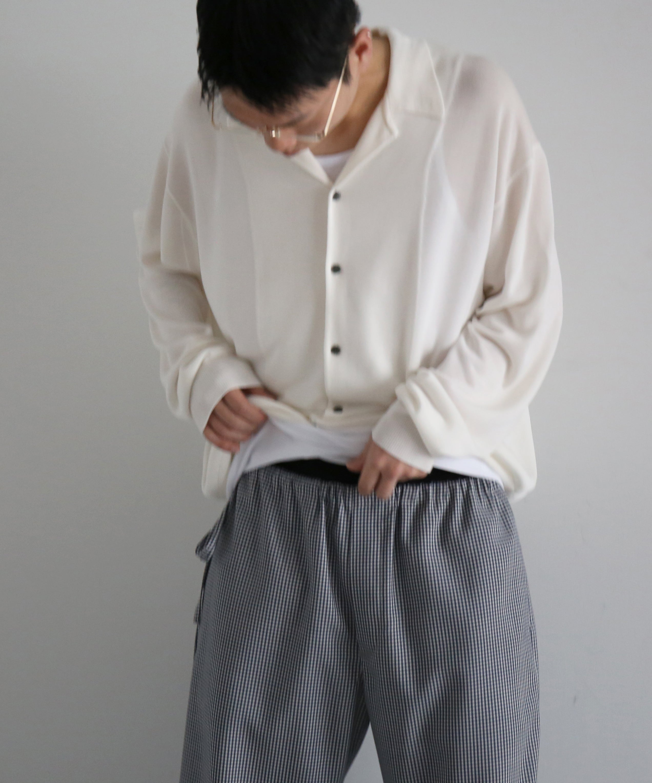 crepuscule【クレプスキュール】【EXCLUSIVE】Open collar knit shirt