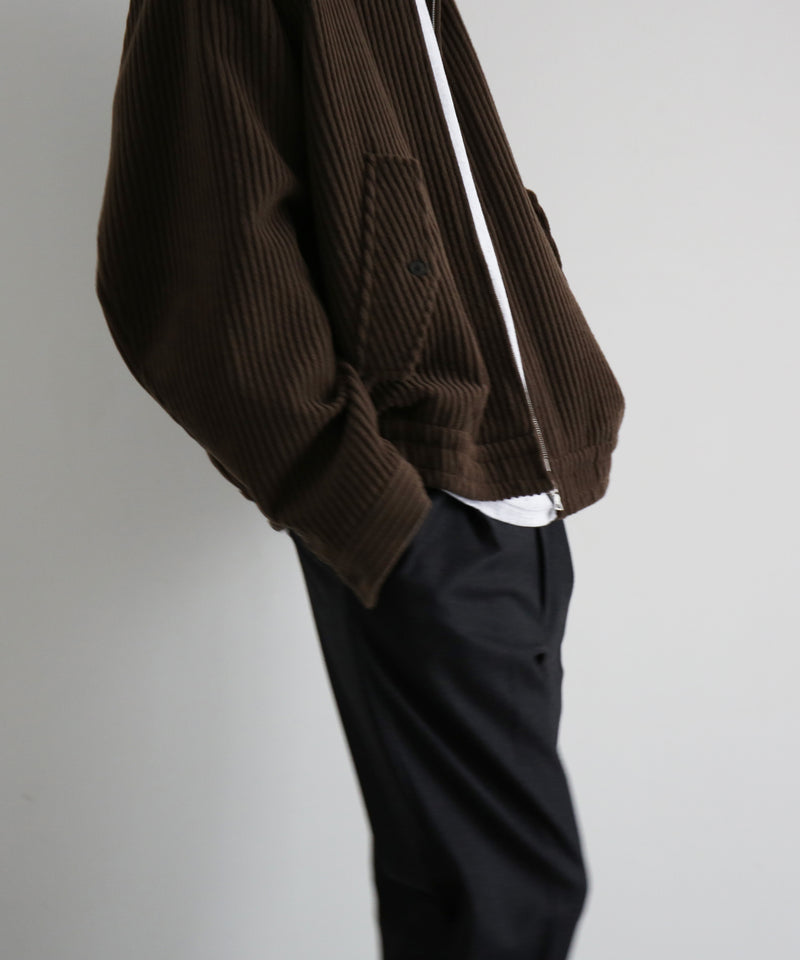 AURALEE Wool cashmere corduroy zip blouson “SMOKY BROWN”