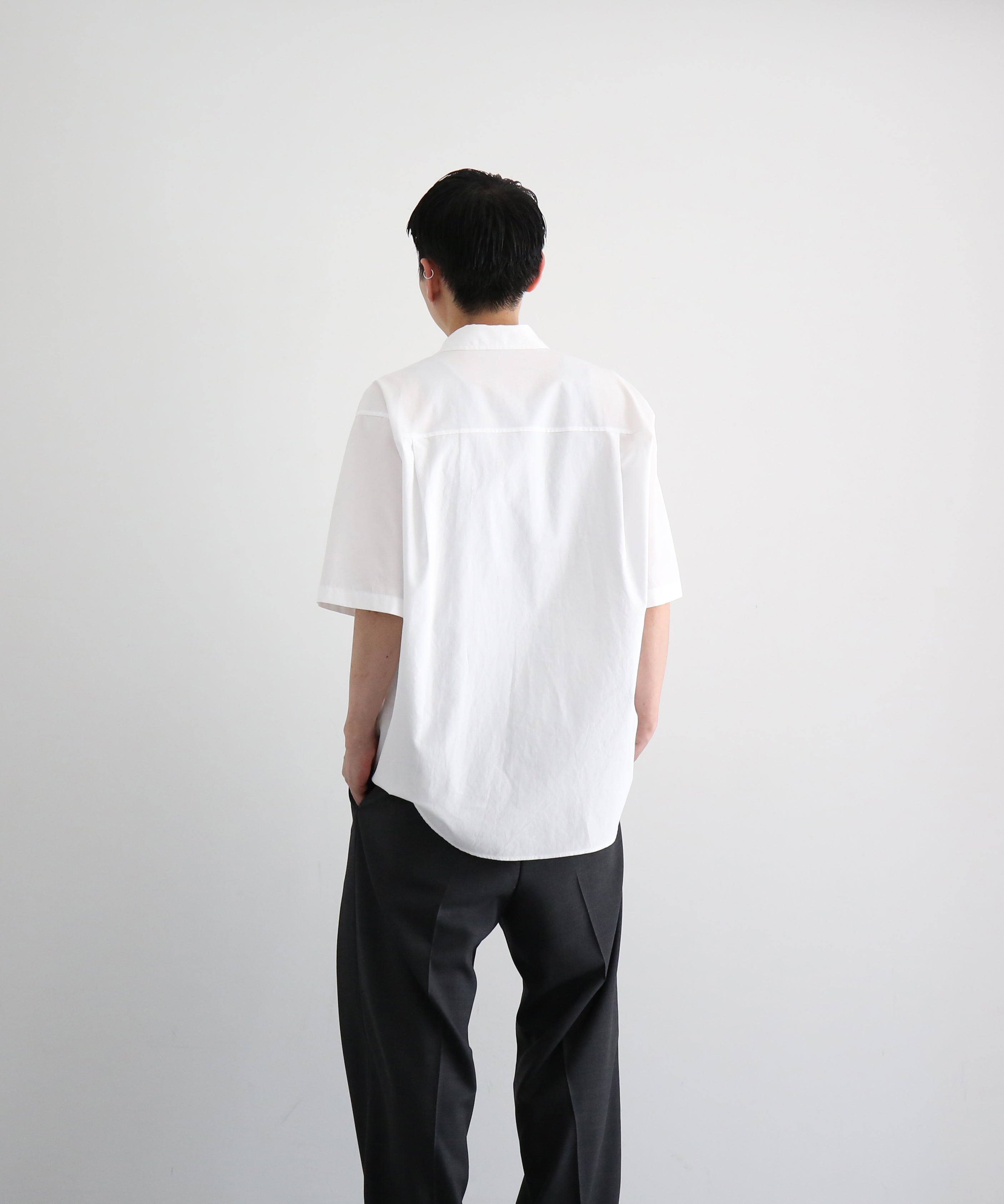 AURALEE Washed finx twill big half sleeved shirt "WHITE"