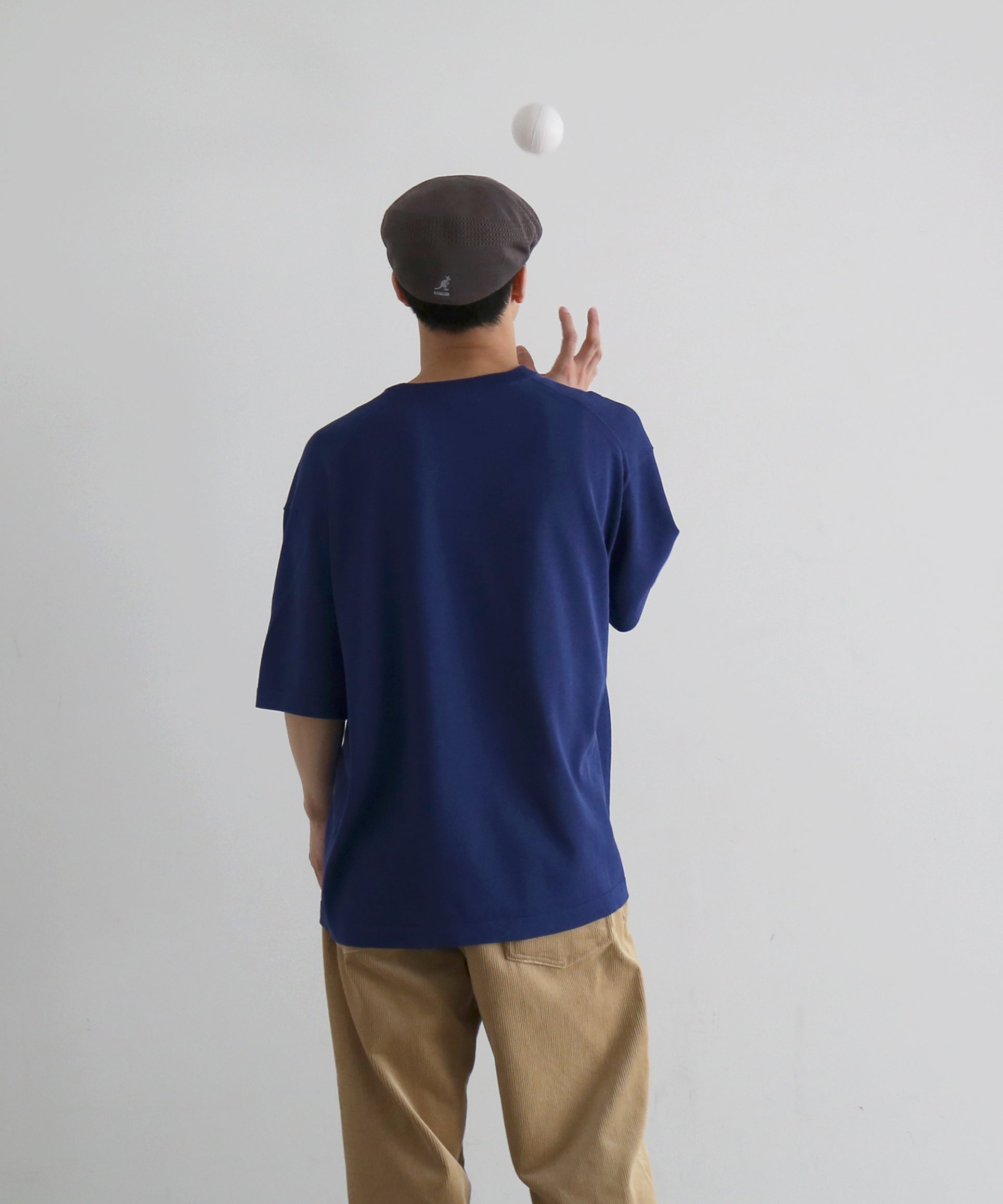 crepuscule Washi v/n knit t-shirt "BLUE"