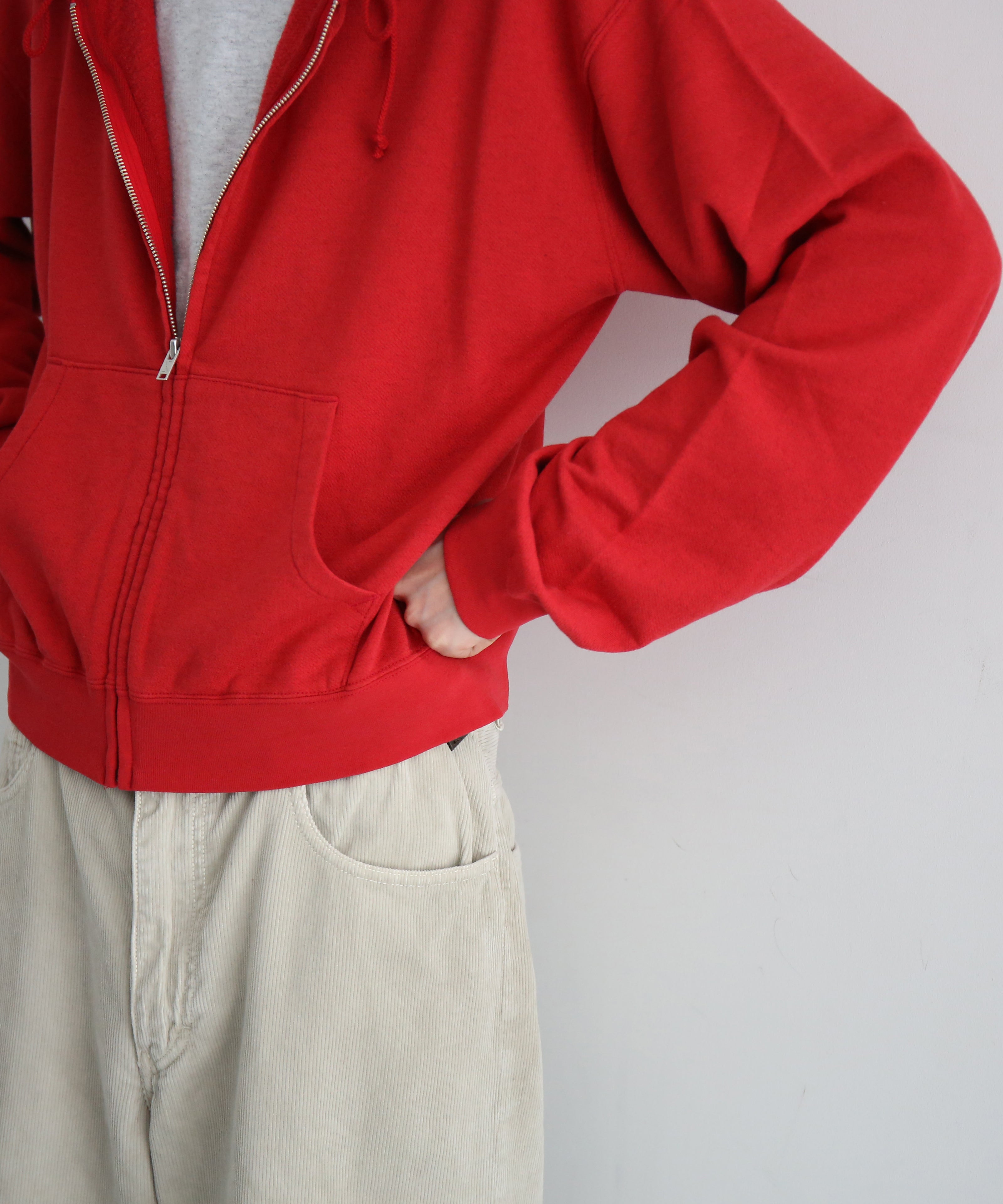AURALEE High twist light sweat zip parka "RED"