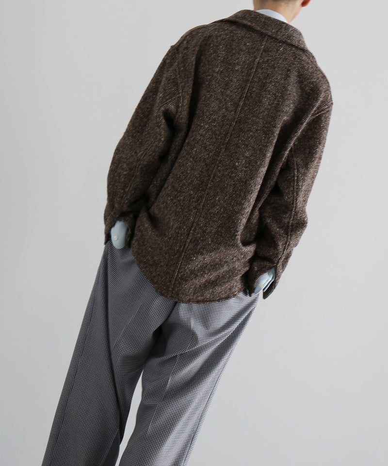 AURALEE Homespun tweed shirt blouson “MIX BROWN”