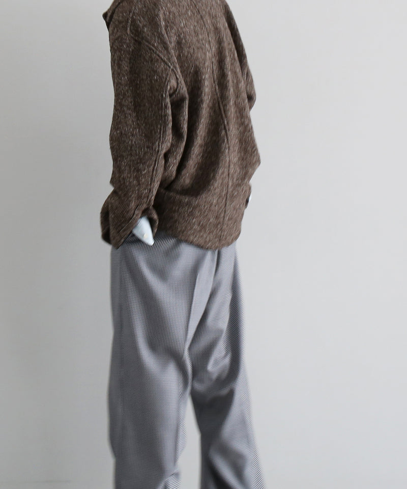 AURALEE Homespun tweed shirt blouson “MIX BROWN”