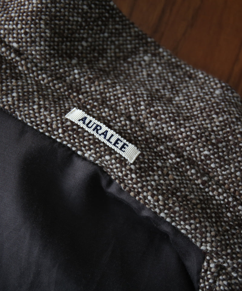AURALEE Homespun tweed shirt blouson “MIX BROWN”