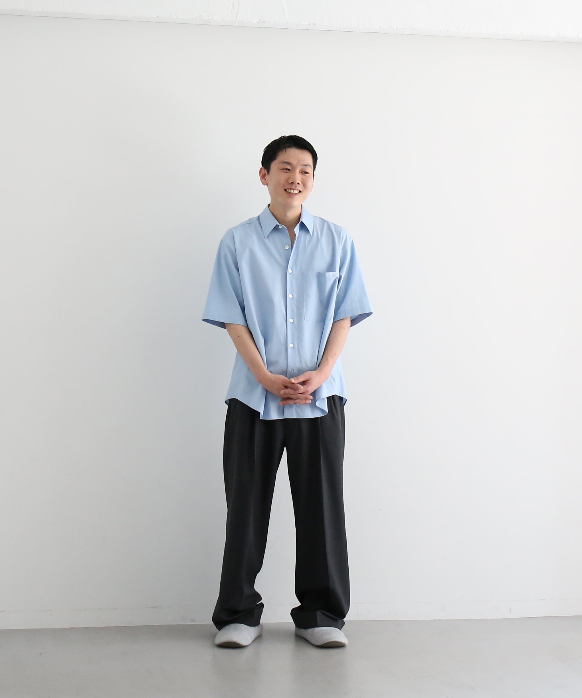 AURALEE【オーラリー】メンズ 長袖シャツ Washed finx twill big half