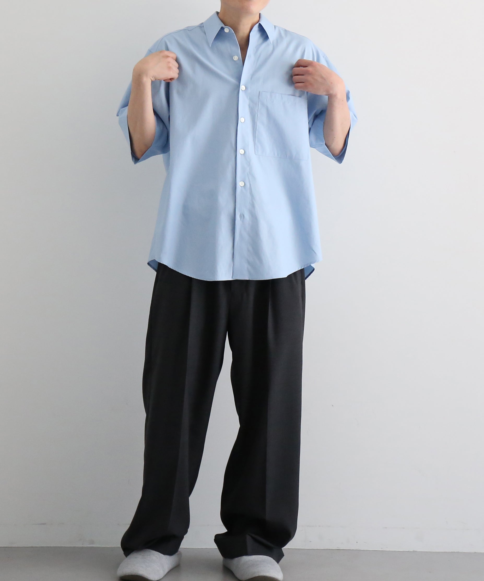 AURALEE【オーラリー】メンズ 長袖シャツ Washed finx twill big half