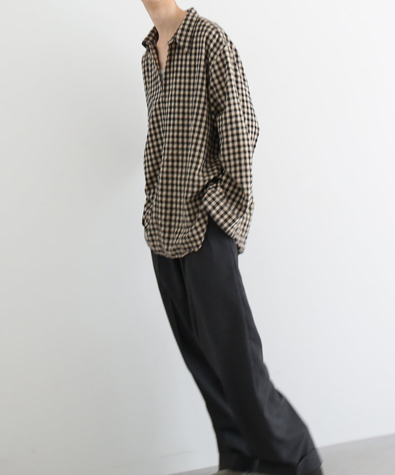 Marvine Pontiak Shirt Markers Skipper sh "BEIGE × BLACK GINGHAM”