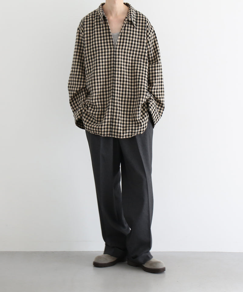 Marvine Pontiak Shirt Markers Skipper sh "BEIGE × BLACK GINGHAM”
