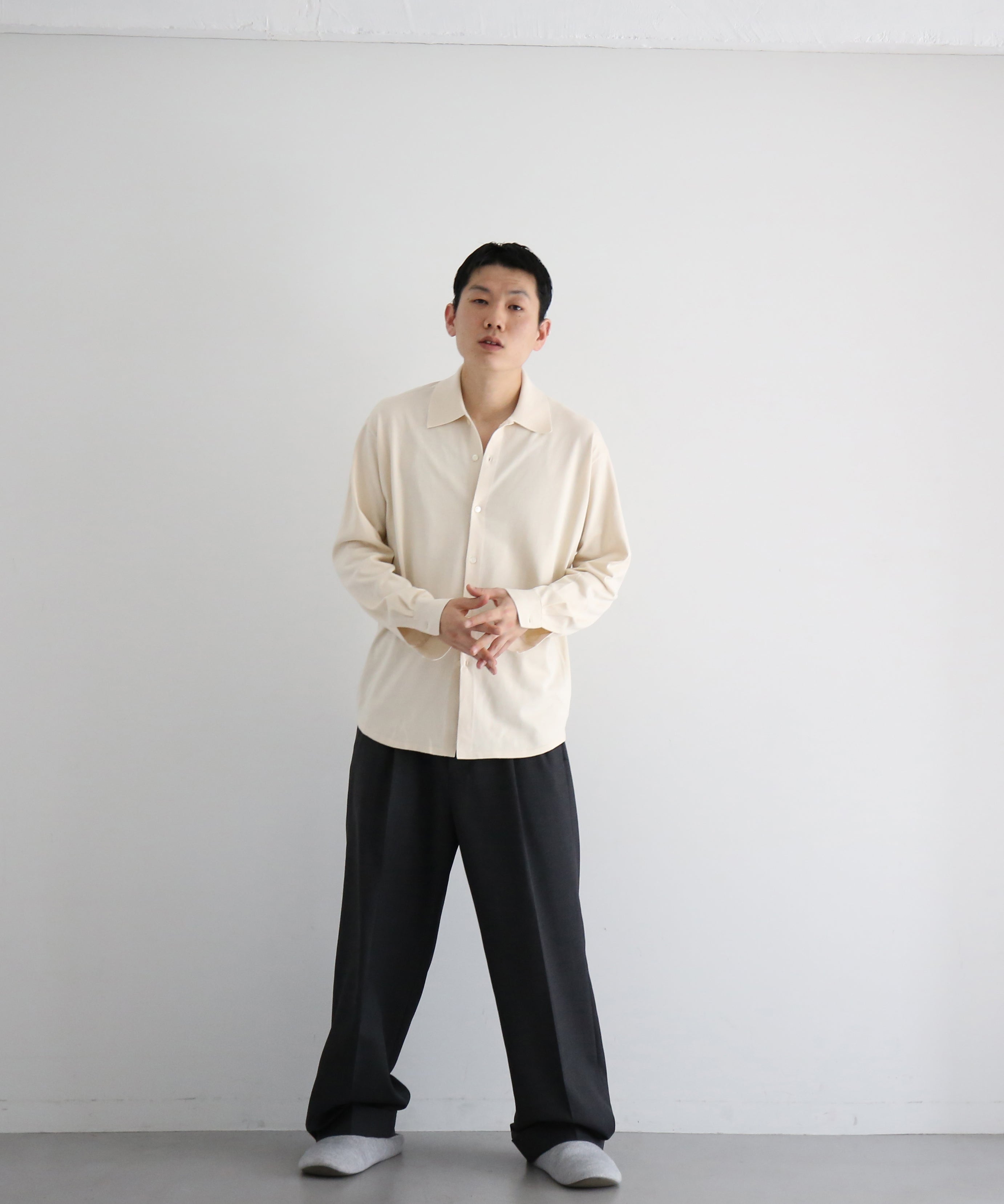 AURALEE High gauge tussah silk knit cardigan "IVORY"