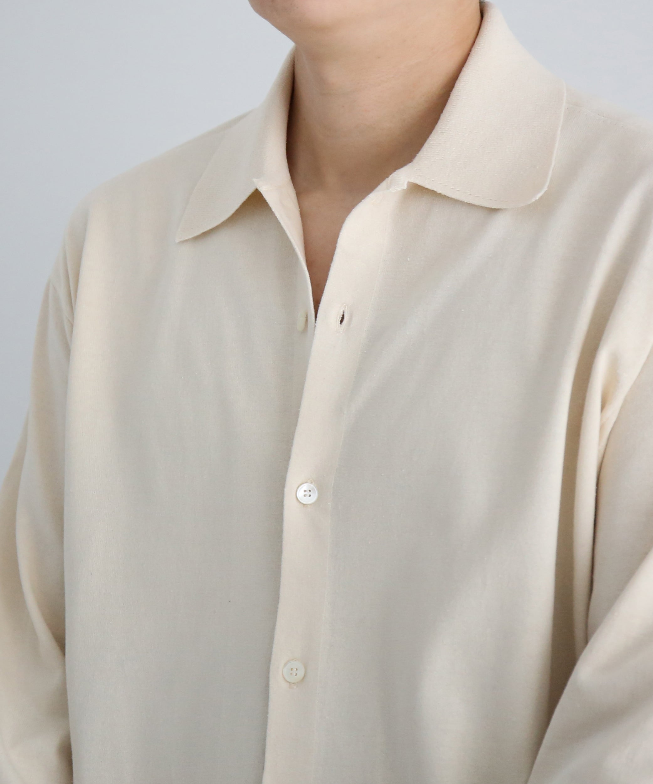 AURALEE High gauge tussah silk knit cardigan "IVORY"