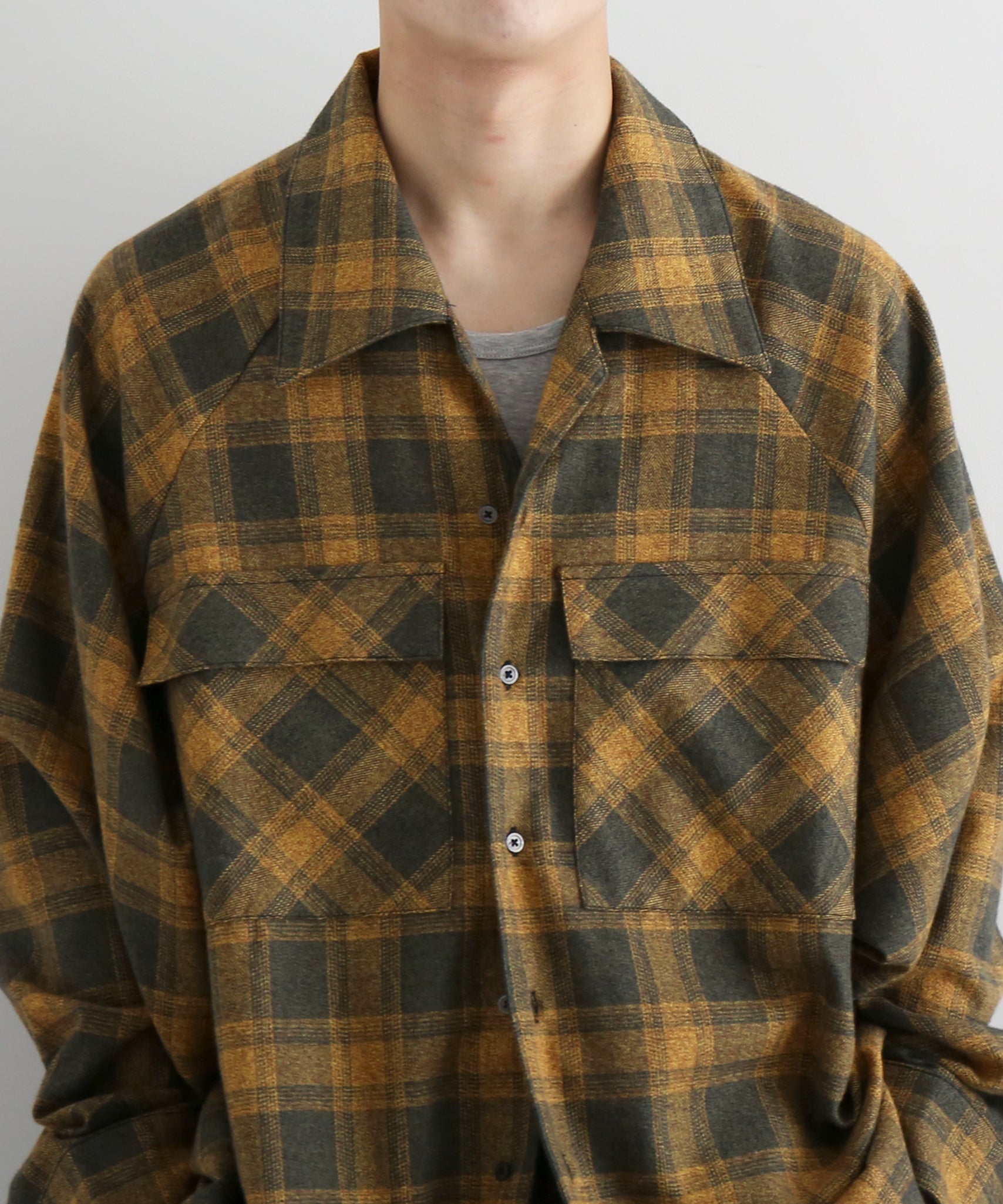 my beautiful landlet O/c check shirt "YELLOW"