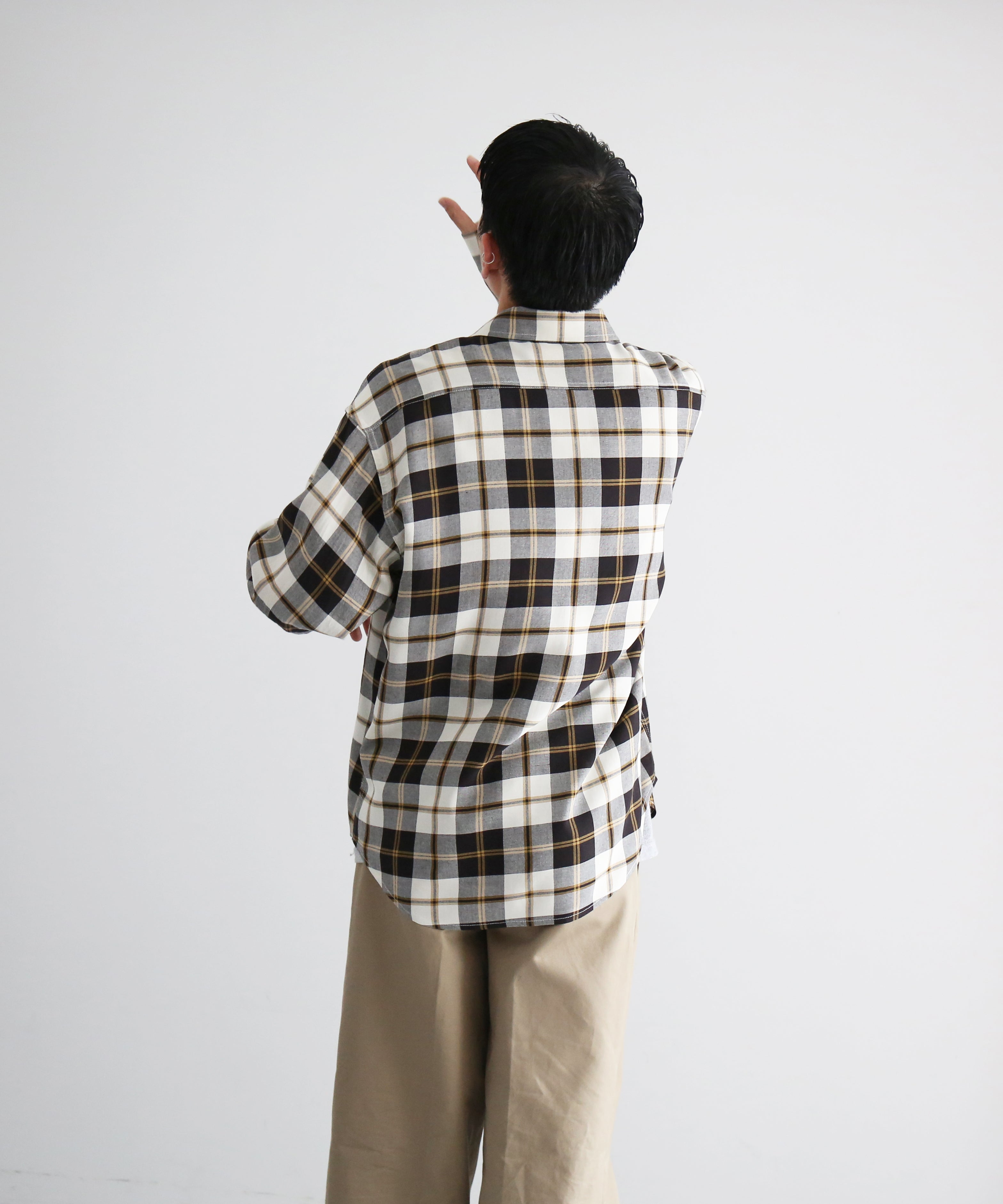 UNUSED Us2562 long sleeve rayon check shirt "LIGHT"