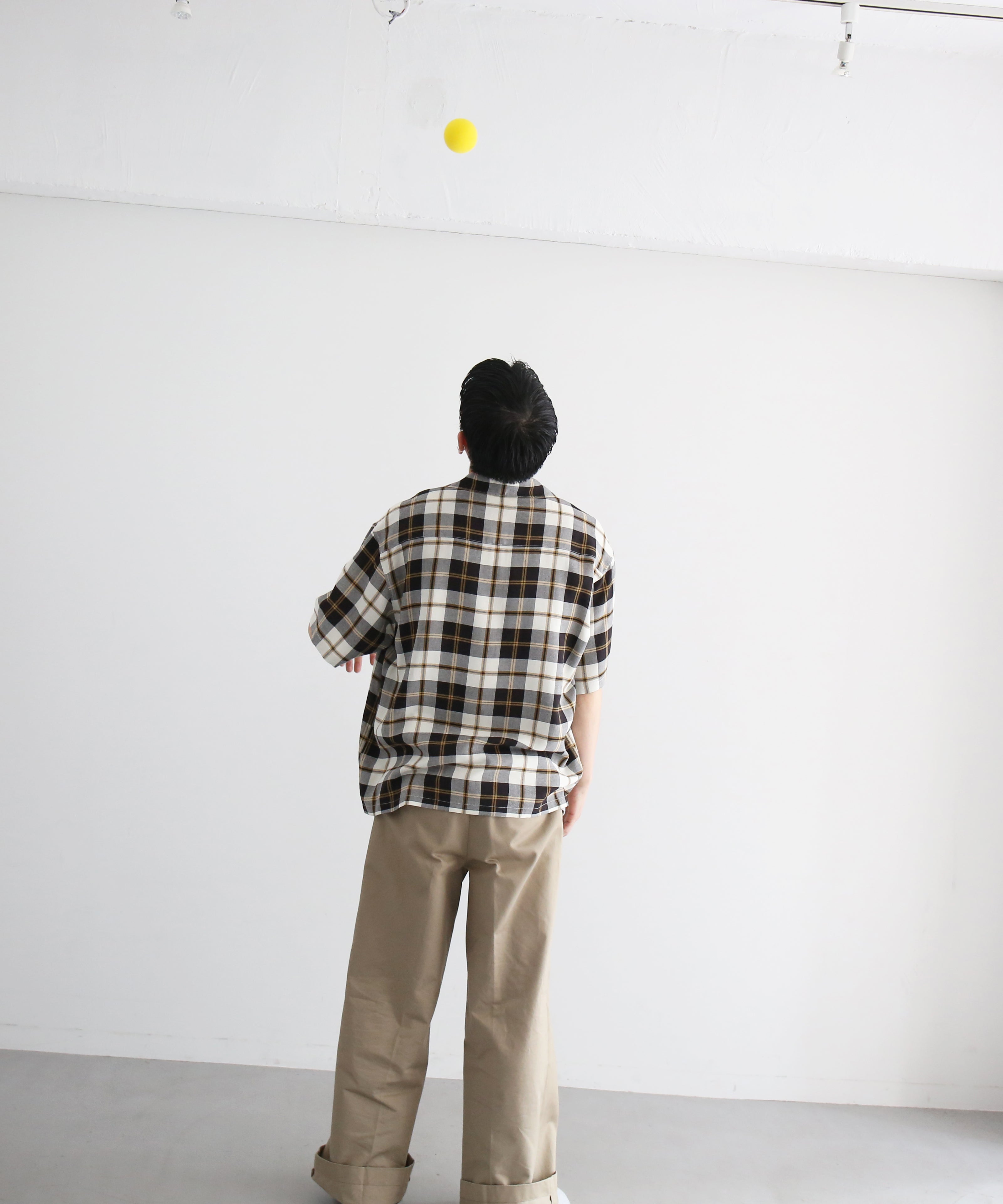 UNUSED Us2563 short sleeve rayon check shirt "LIGHT"