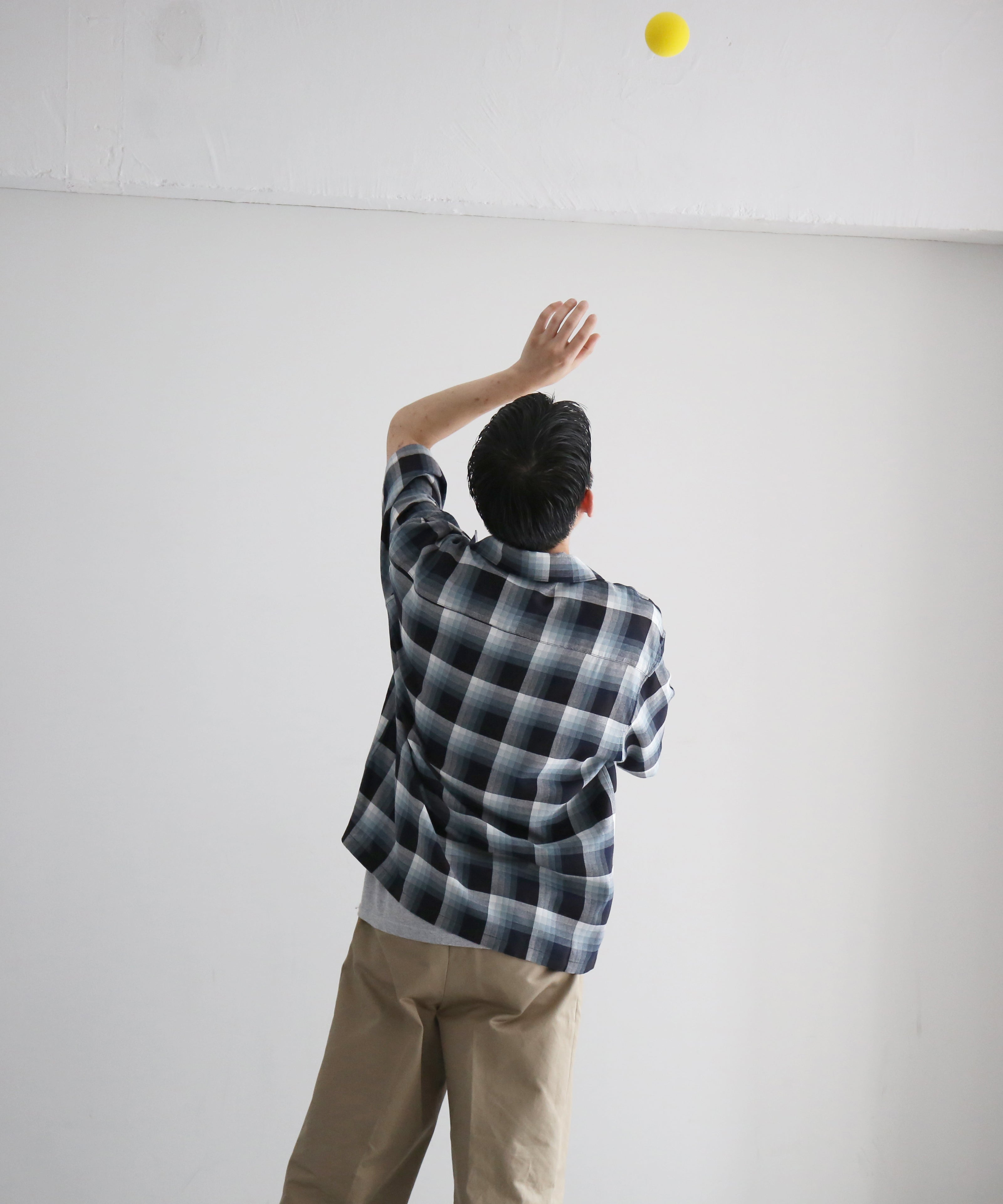 UNUSED Us2563 short sleeve rayon check shirt "NAVY"