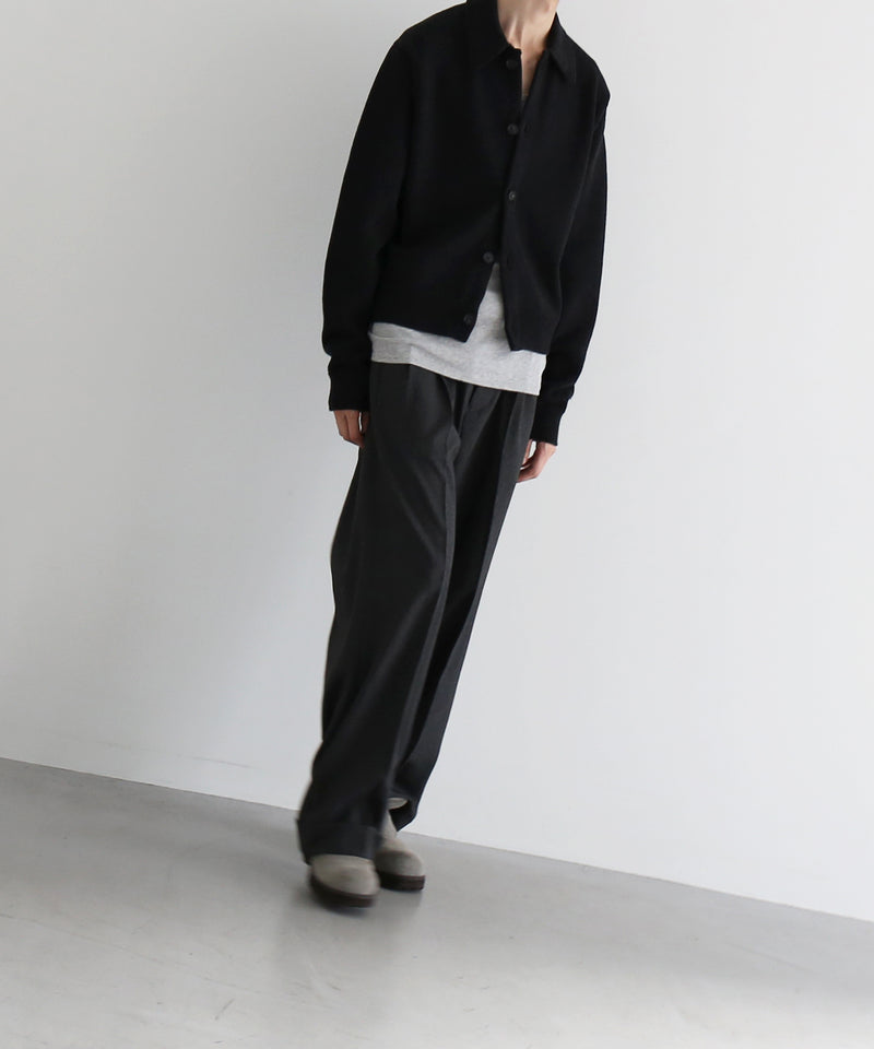 AURALEE Super fine wool knit shirt cardigan “TOP BLACK”