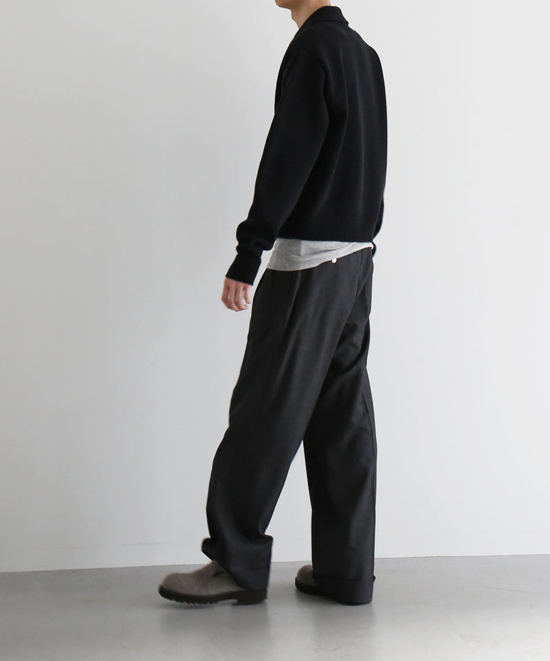 AURALEE Super fine wool knit shirt cardigan “TOP BLACK”