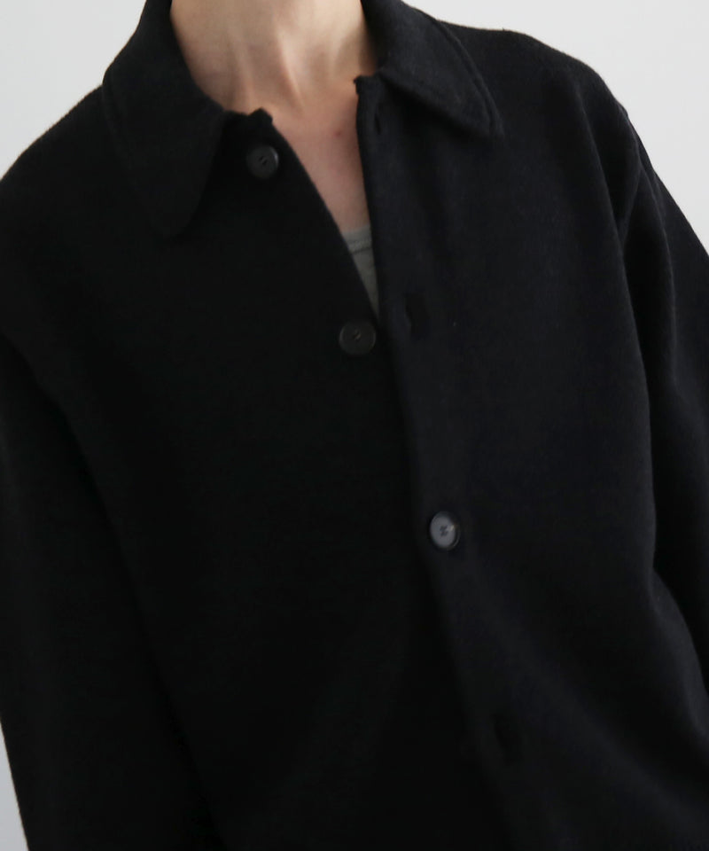 AURALEE Super fine wool knit shirt cardigan “TOP BLACK”