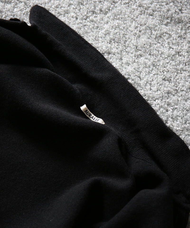 AURALEE Super fine wool knit shirt cardigan “TOP BLACK”