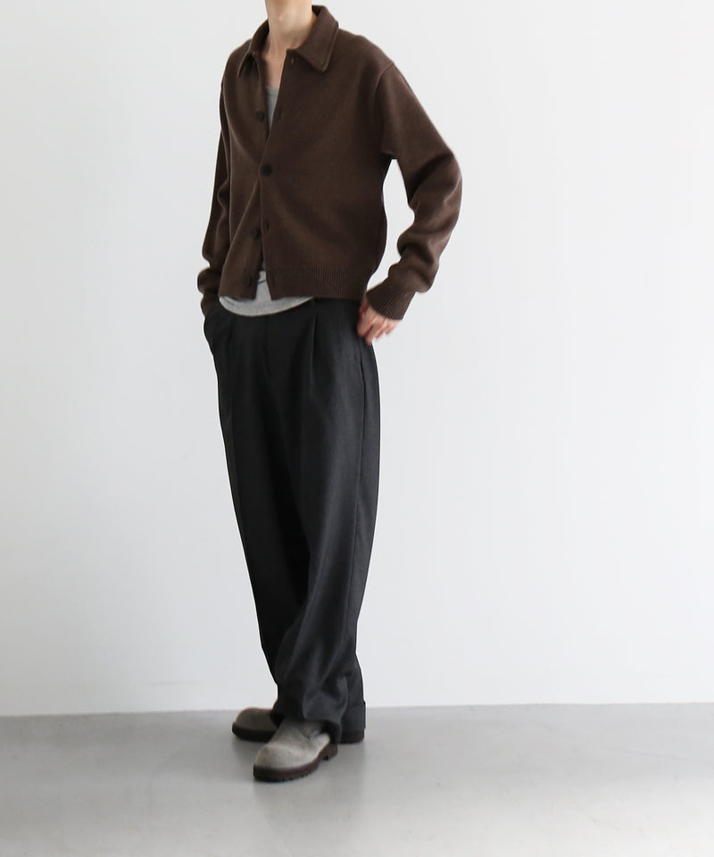 AURALEE Super fine wool knit shirt cardigan “TOP BLACK”
