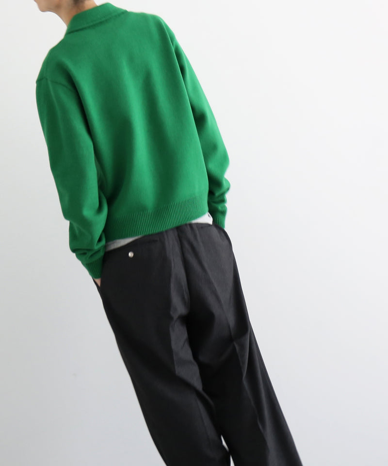 AURALEE Super fine wool knit shirt cardigan “GREEN"
