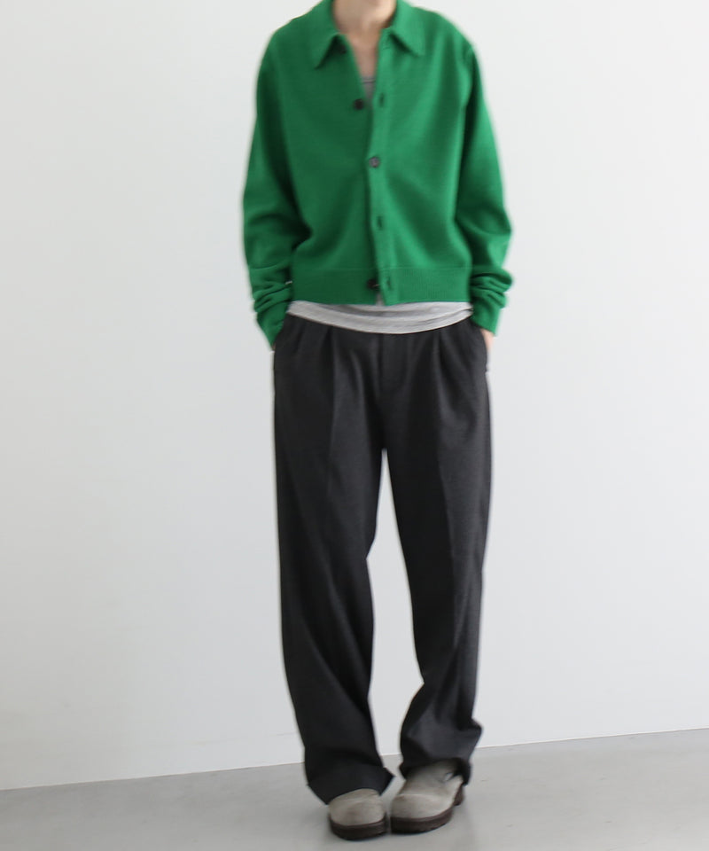 AURALEE Super fine wool knit shirt cardigan “TOP BLACK”