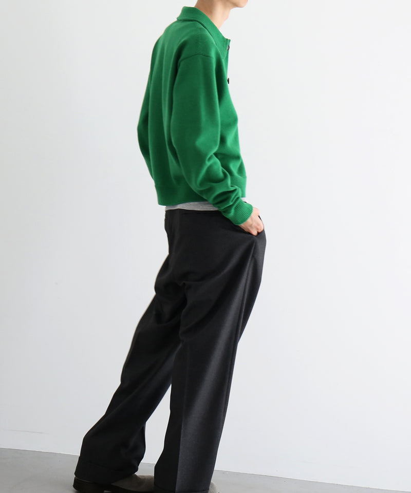 AURALEE Super fine wool knit shirt cardigan “GREEN"