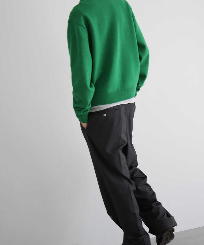 AURALEE Super fine wool knit shirt cardigan “GREEN"