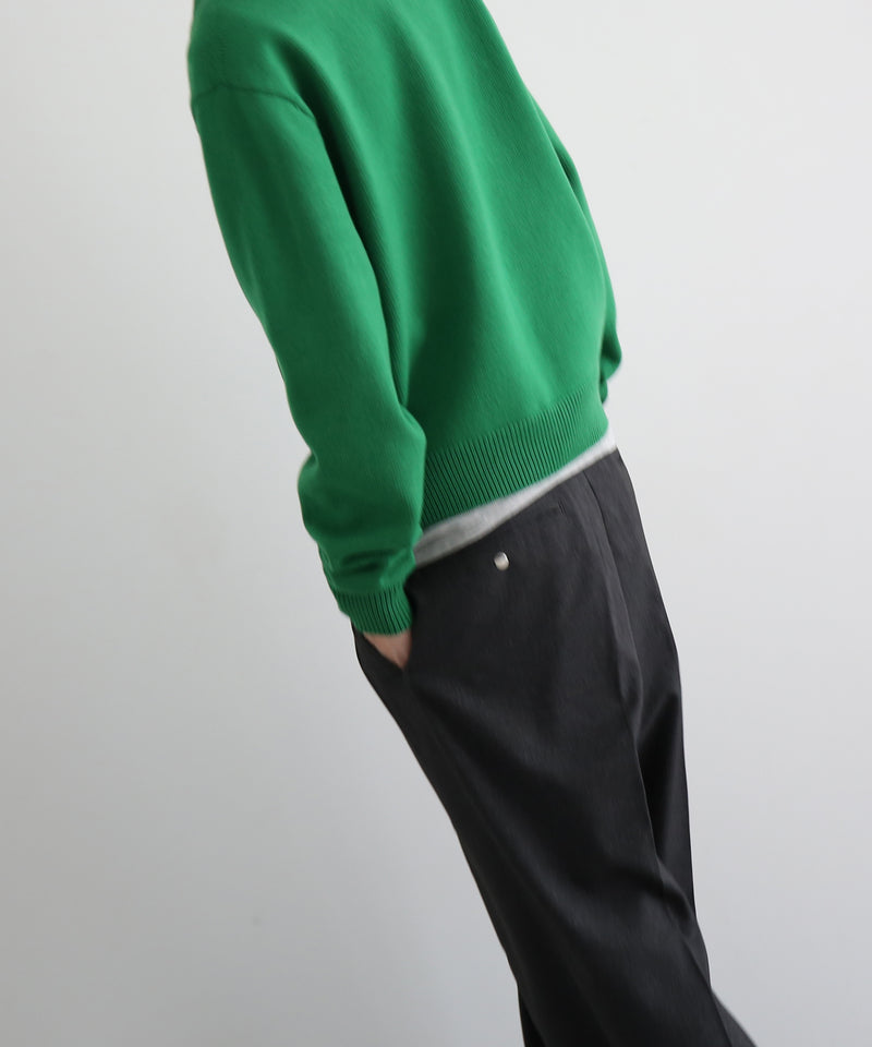 AURALEE Super fine wool knit shirt cardigan “GREEN"