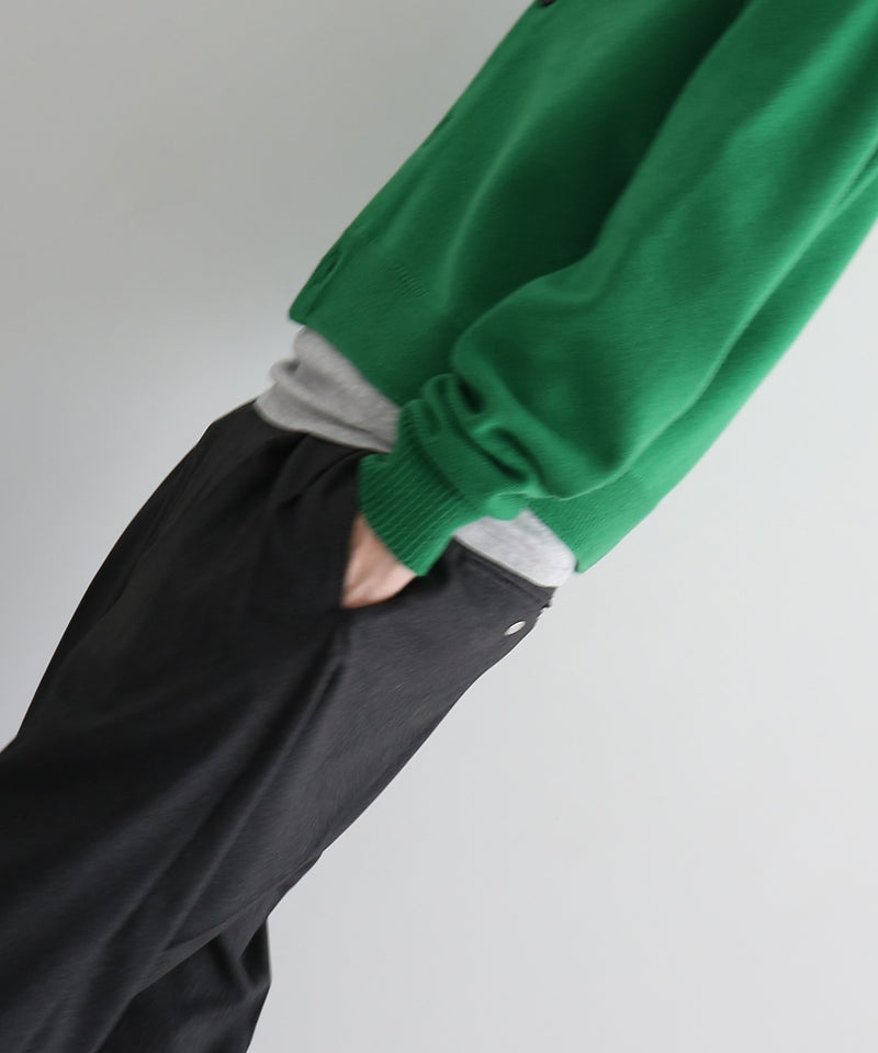 AURALEE Super fine wool knit shirt cardigan “GREEN"
