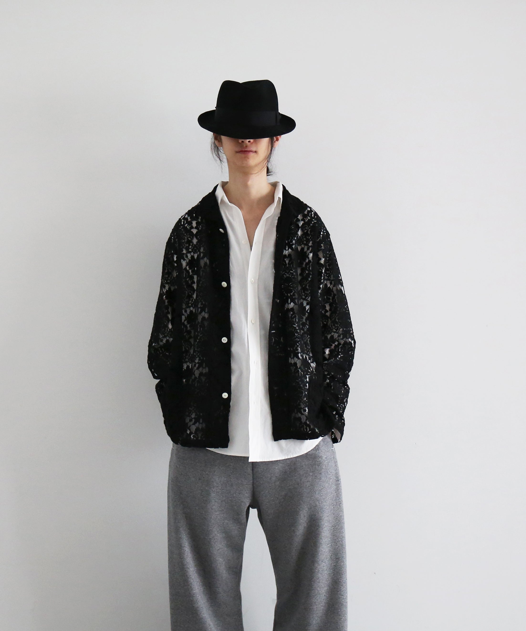 NEEDLES Widespread collar shirt - raschel lace "B-BLACK B"