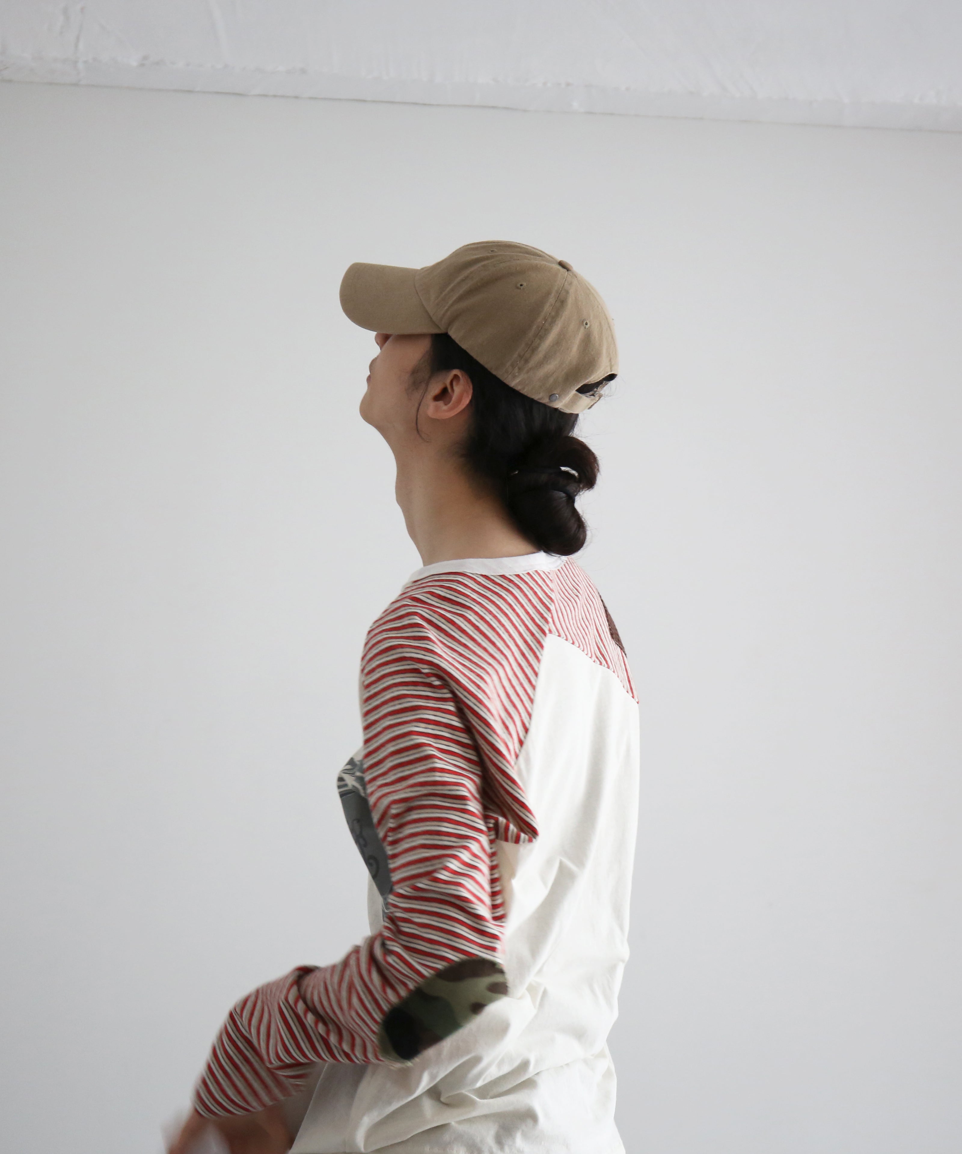 FAF(FAKE AS FLOWERS) Stripe raglan "ECRU"