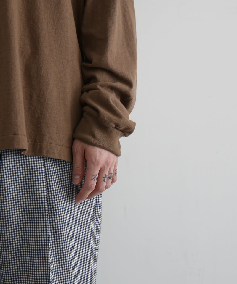 UNUSED Us2592 long-sleeve henry neck t-shirt "BROWN"