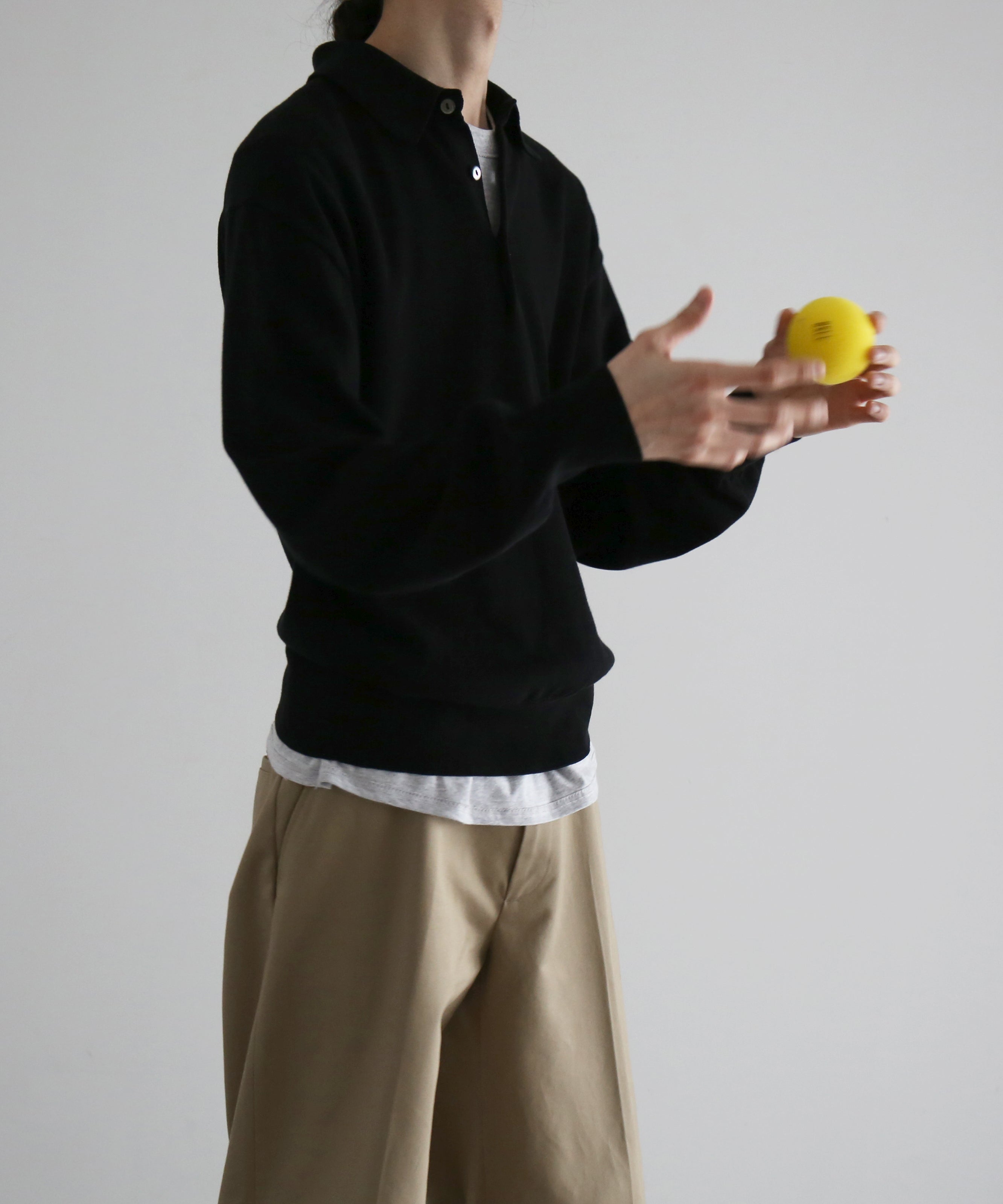 未使用タグ付き新品　KAIKO Supima polo ブラック KAIKO【カイコー】メンズ スーピマニットポロ Supima polo 