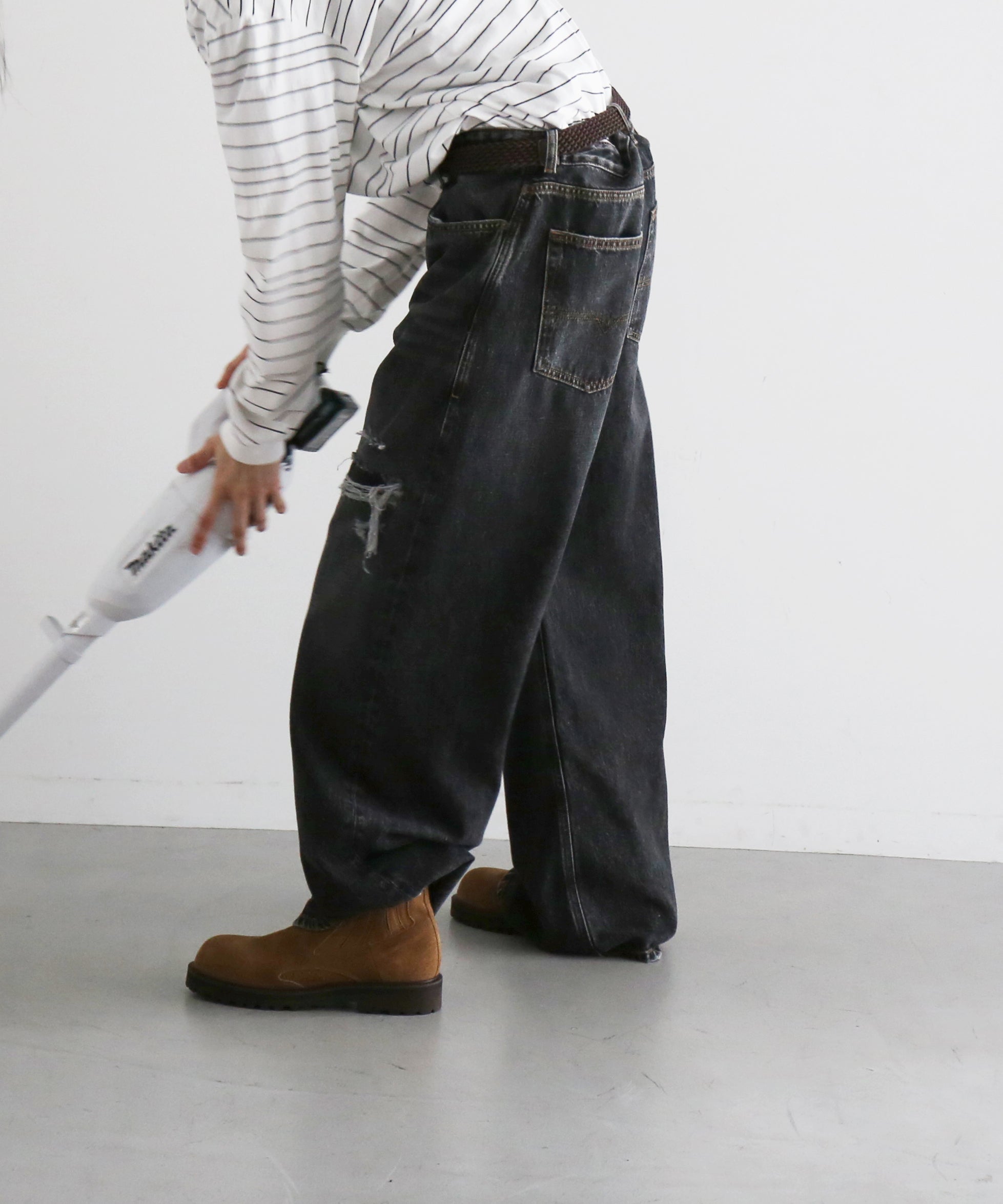 DIESEL D-RISE ワイドデニム ブラック W32 ダメージ加 DIESEL【ディーゼル】メンズ デニム Relaxed jeans d-rise 