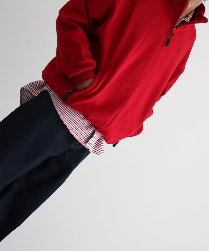 Evisen Skateboardsゑ Logo half zip sweat "RED"